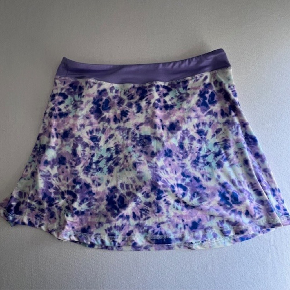 Lands End Skort Girls XL 14-16 Purple Tie Dye Athletic Built-in Shorts
